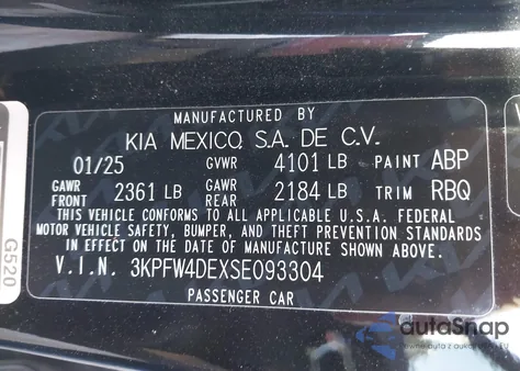 2025 Kia K4 Gt-Line из США, поврежденный, VIN 3KPFW4DEXSE093304